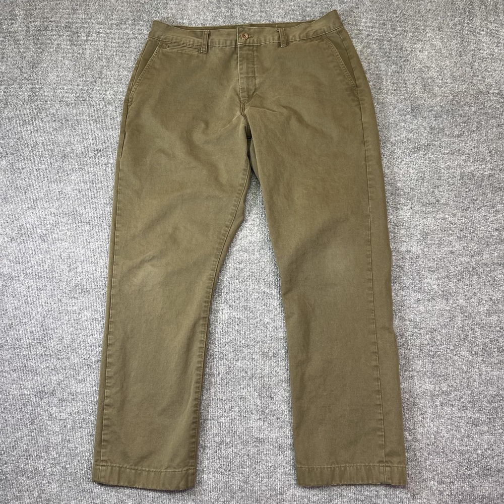 Taylor Stitch Democratic Pants Men's Size 35 Olive Flat Front Chino Casual